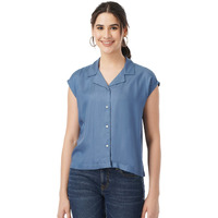 FYLTR Women's Solid Regular Fit Blouse (FYLSS23WB-021_Stellar Blue XL)