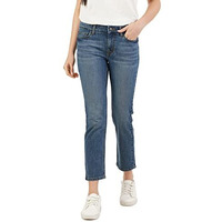 INKD Women's Stretchable Straight Fit High Rise Jeans (Aegean, 28), Blue