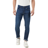 INKD Men's Stretchable Regular Fit Mid Rise Jeans (INDIGO - Denim divine, 36)