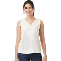 FYLTR Women's Solid Regular Fit Blouse (FYLSS23WKT-003_Ecru Beauty L)