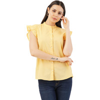 FYLTR Women's Solid Regular Fit Blouse (FYLSS23WB-013_Yell-ove L)