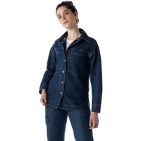 INKD Women's Denim Shacket (INKSS24WSHKT-411_Retro Blue_XL)