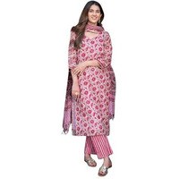 Kurta Set For Women || Women Kurta Set || 3pic Kurta For Women (50-85) (IN, Alpha, XL, Pink)