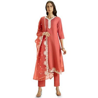 Kaari Roman Silk Womens Kurta Set (KAAAW24WSKD-78860_Rozaana Pink