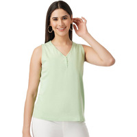 FYLTR Women's Solid Regular Fit Blouse (FYLSS23WKT-003_Green Dreams M)