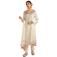 Kaari Rayon Staple Women's Kurta Set (KAAAW24WSKD-92030_Frangipani Cream _L)