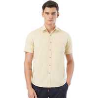 FYLTR Men's Solid Regular Fit Shirt (FYLSS23MS-012_Golden Mirage M)