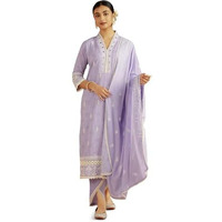 Kaari Cotton Women's Kurta Set (KAAAW24WSKD-92029_Lavender Bagh _S)