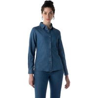 INKD Women's Regular Fit Shirt (INKAW23WSH-027_Blue Sea
