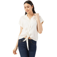 FYLTR Women's Solid Regular Fit Blouse (FYLSS23WB-015_Ivory White L)