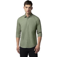 FYLTR Men's Solid 100% Cotton Casual Full Sleeves Shirt with Pocket Rifle Green