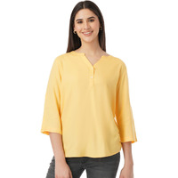 FYLTR Women's Fashion V-Neck Top with Roll-up Sleeves