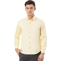 FYLTR Men's Solid Slim Fit Shirt (FYLSS23MS-010_YOLO Yellow L)