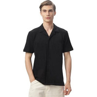 FYLTR Men's Checkered Regular Fit Knit Shirt (FYLSS24MKS-302_Onyx Black XL)
