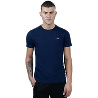 REVOLT Solid Slim Fit Men's Casual Round Neck 100% Cotton T-Shirt-Shoulder Print (Mood Indigo, L) (REVSS23-TEE-003