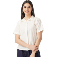 FYLTR Women's Solid Regular Fit Shirt (FYLSS23WB-012_Ivory White S)