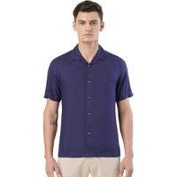 FYLTR Men's Solid Regular Fit Shirt (FYLSS23MS-016_Blue Beats L)