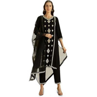 Kaari Rayon Staple 3 PCS Women Kurta Set (KAAAW24WSKD-82020_Kohl Black_2XL)