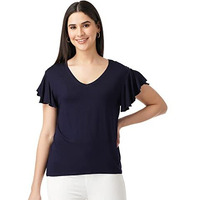FYLTR Women's Solid Regular Fit Blouse (FYLSS23WKT-005_Heavy Navy S)