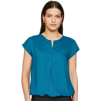 FYLTR Women's Solid Regular Fit Blouse (FYLSS23WB-024_Mediterranean Blue