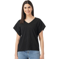 FYLTR Women's Solid Regular Fit Blouse (FYLSS23WKT-002_Black Heart M)