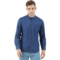 INKD Men's Solid Regular Fit Shirt (INKSS23MJN-013_Aegean L)
