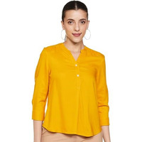 FYLTR Women's Regular Fit Blouse (FYLAW23WB-002_Spicy Mustard