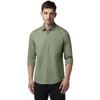 FYLTR Men's Solid 100% Cotton Casual Full Sleeves Shirt with Pocket Rifle Green
