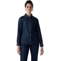 INKD Women's Printed Regular Fit Shirt (INKAW23WSH-027_Deep Neptune