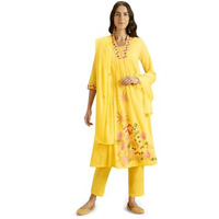 Kaari Cotton Womens Kurta Set (KAAAW24WSKD-78848_Surajmukhi Yellow