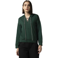 FYLTR Women's Drop Shoulder Hoodie with Lace Up Neck Detailing & Contrast Drawcord