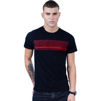 REVOLT Solid Slim Fit Men's Casual Round Neck 100% Cotton T-Shirt-with Graphic Print, Logo Branding (Jet Black, S) (REVSS23-TEE-002