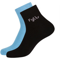 FYLTR Mens Ankle Length Socks  Solid Color | Pack of 2 | Anti-microbial | Anti-odor (Every Ebony-Blue bomber)