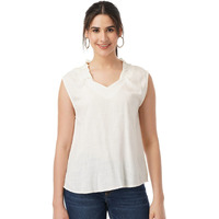 FYLTR Women's Solid Regular Fit Blouse (FYLSS23WB-023_Ivory White L)