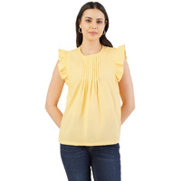 FYLTR Women's Solid Regular Fit Blouse (FYLSS23WB-011_Yell-ove L)