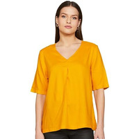 FYLTR Women's Regular Fit Blouse (FYLAW23WB-001_Spicy Mustard