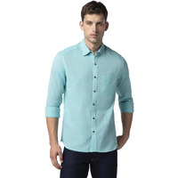FYLTR Men's Solid Regular Fit Shirt (Fylss23Ms-015_Sea Spray, Green, Small