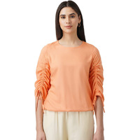FYLTR Women's Solid Regular Fit Blouse (FYLSS23WB-016_Strange Orange M)