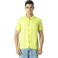 FYLTR Men's Solid Regular Fit Shirt (FYLSS23MS-016_Sunny Lime XL)