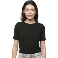 FYLTR Women's Regular Fit T Shirt (FYLSS25WKT-1010_Onyx Black