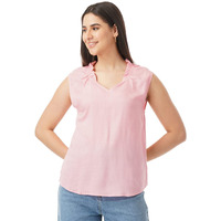FYLTR Women's Solid Regular Fit Blouse (FYLSS23WB-023_Boss Rose S)