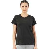 PUMPD Womens Solid Athletic Fit T-Shirt (PUMSS23WTP-007_Black Hole M)