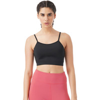 PUMPD Womens Synthetic Wire Free Modern Sports Bra (PUMSS23WBR-002_Black Hole_L)
