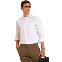FYLTR Mens Slim Fit Shirt - Dobby Self Design | Full Sleeve | Functional Patch Pocket | White Formal Shirts for Men