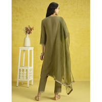 Kaari Rayon Staple 3 PCS Women Kurta Set (KAAAW24WSKD-82020_Mehendi Green_2XL)