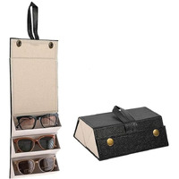 GOTTIZ 3 Slot Sunglasses Organizer Box,Travel Glasses Case Multiple Pairs Eyeglasses Storage Box,Hanging Eyewear Holder for Women/Men (Black)