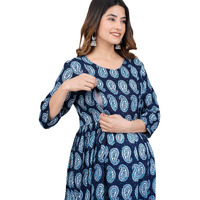 PrintBarn Comfortable Rayon Anarkali Feeding Kurtis for Women with Zip | Perfect Nursing for New Mom | Maternity wear | Pre and Post Pregnancy Kurti | Flared Gown | Pregnant Dresses | 9-Inch Zipper