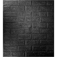 ThatDAY 3D Foam Wallpaper Wall Panels Brick Self-Adhesive Waterproof PE Foam, Ceiling Wallpaper for Bedroom Furniture, 57.5 Sq.Ft Peel and Stick 3D Brick - 70 x 70 cm (20, Black)