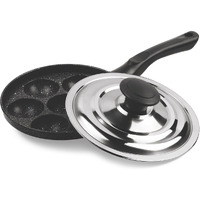 Milton Pro Cook Appam Patra 7 Pit with Stainless Steel Lid, Black