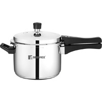 Bergner Sorrento Stainless Steel Pressure Cooker with Outer Lid, 5 Litres, Triply Base, Heavy Bottom, Induction Base, Gas Ready, Silver